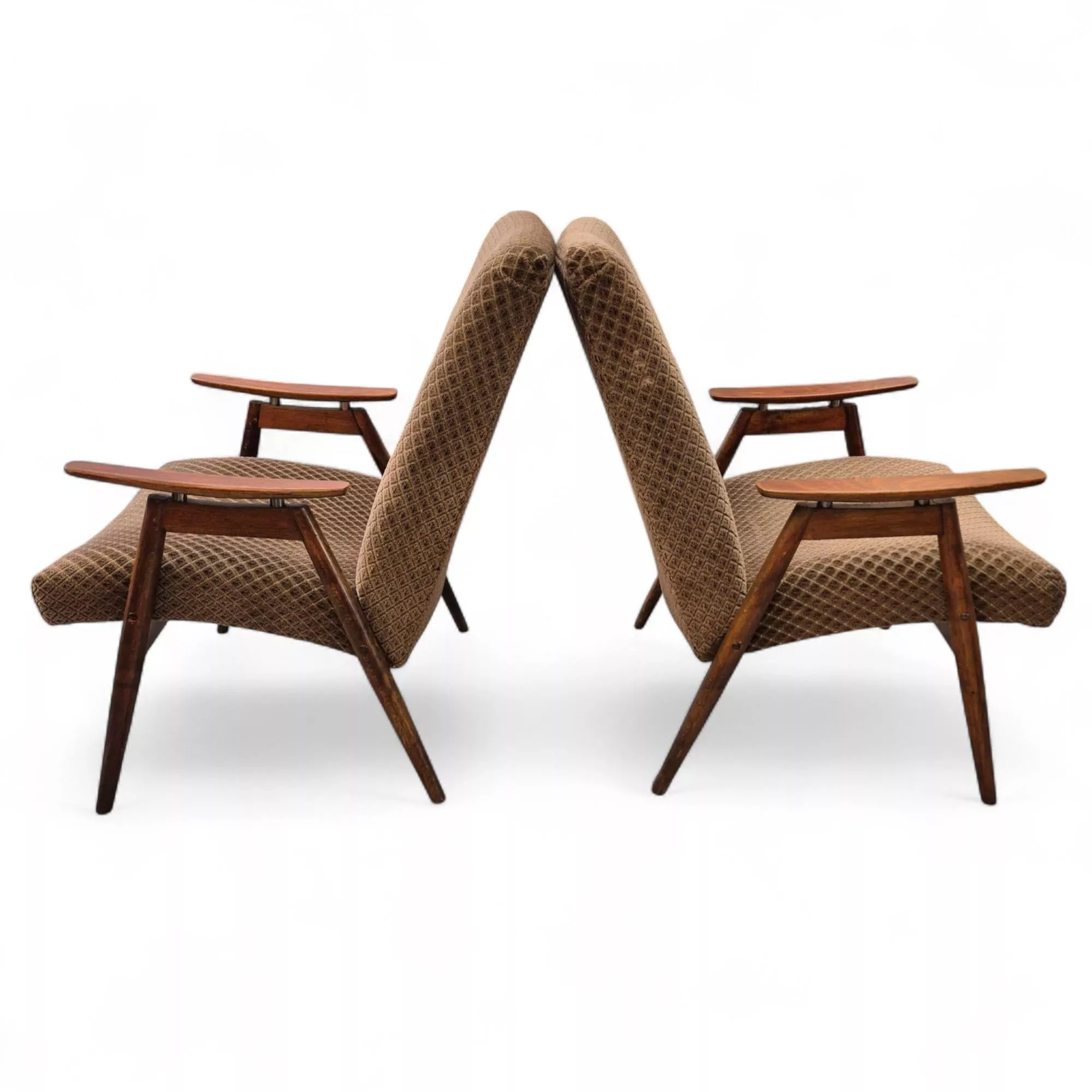 Пара кресел Mid-Century Lounge с бархатной обивкой, XX век 