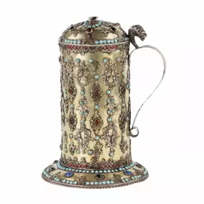 Boîte Tzedaka en argent pour les dons. Moyenne Asie. Boukhara. Tournant des 19e et 20e siècles. 