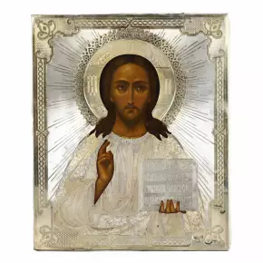 Icône du Seigneur Tout-Puissant avec un cadre en argent. Cabinet P.A. Ovchinnikova. Moscou, 1866