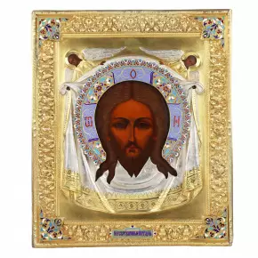 LE SAINT-SUAIRE (SPAS NEROUKOTVORNY) AVEC OKLAD EN ARGENT DORÉ ET ÉMAIL PAR IVAN TARABROV. MOSCOU, 1894