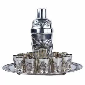 СЕРЕБРЯНЫЙ НАБОР С ДРАКОНАМИ ZEEWO. КИТАЙ, НАЧАЛО XX ВЕКА