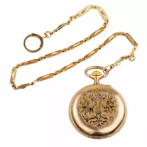 MONTRE DE POCHE À L’AIGLE BICÉPHALE DE RUSSIE  RUSSIE, PAVEL BUHRÉ, VERS 1900–1903