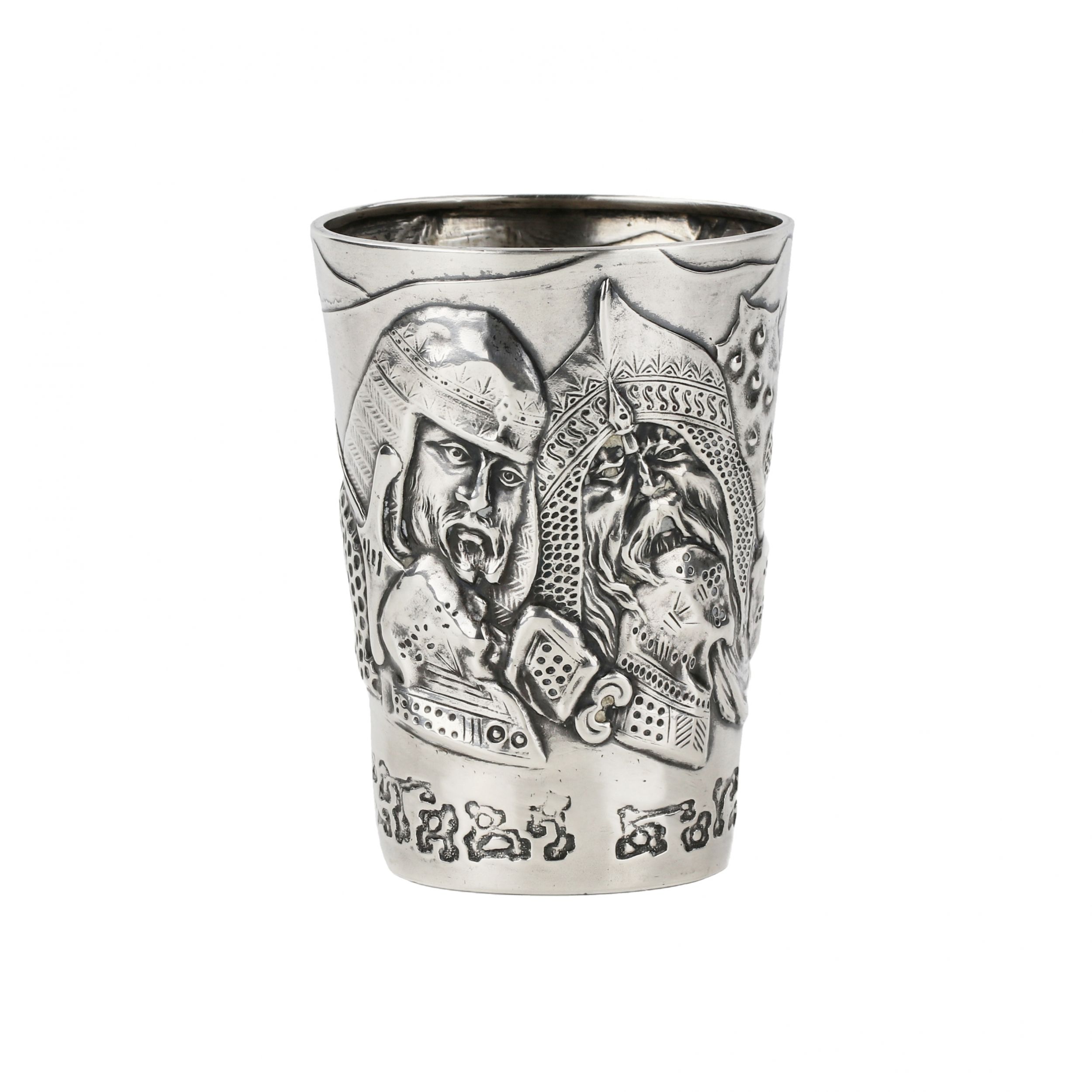 Silver-vodka-cup--from-Mikhail-Tarasov-Bogatyrskaya-outpost-Early-20th-century-
