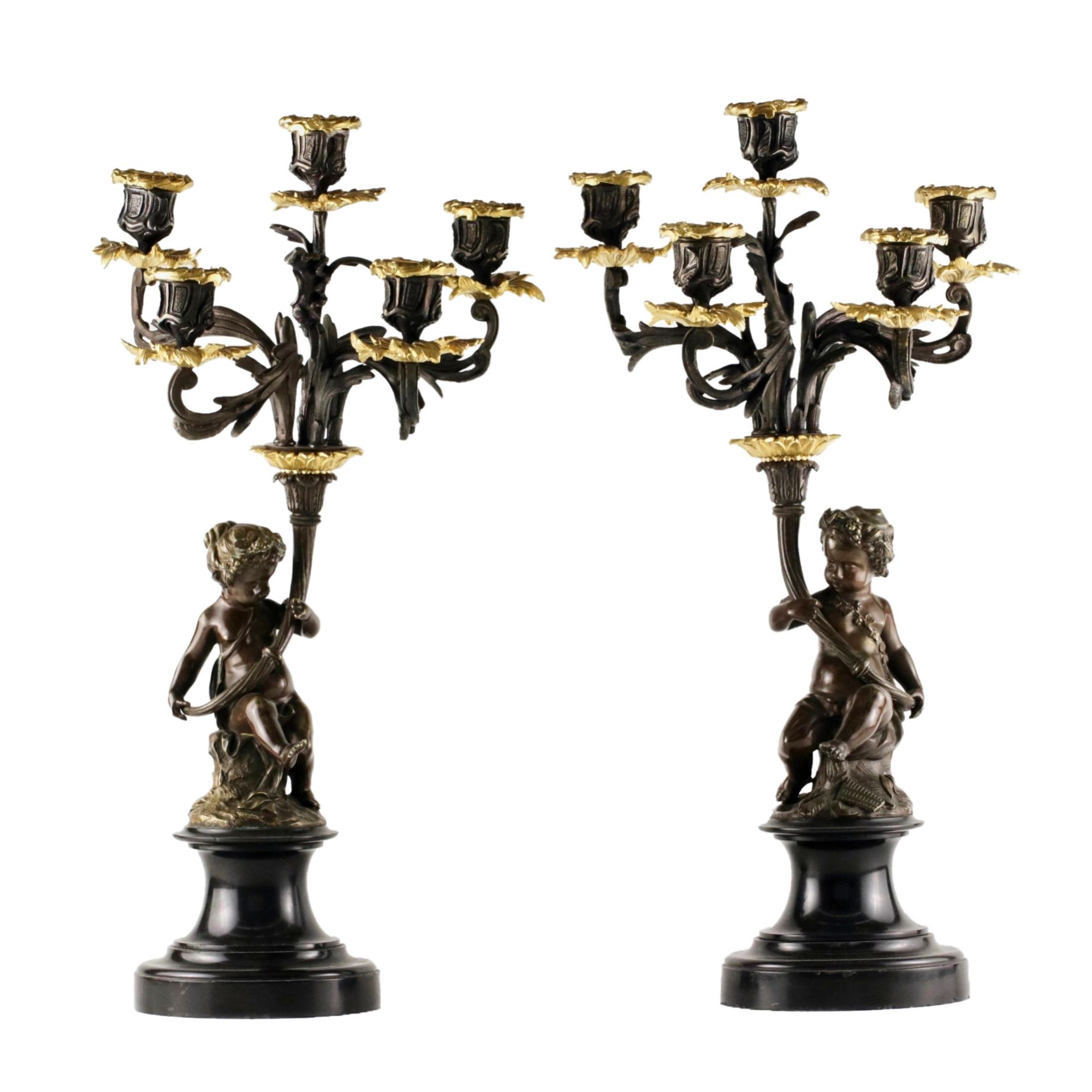 Pair-of-bronze-candlesticks-19th-century-