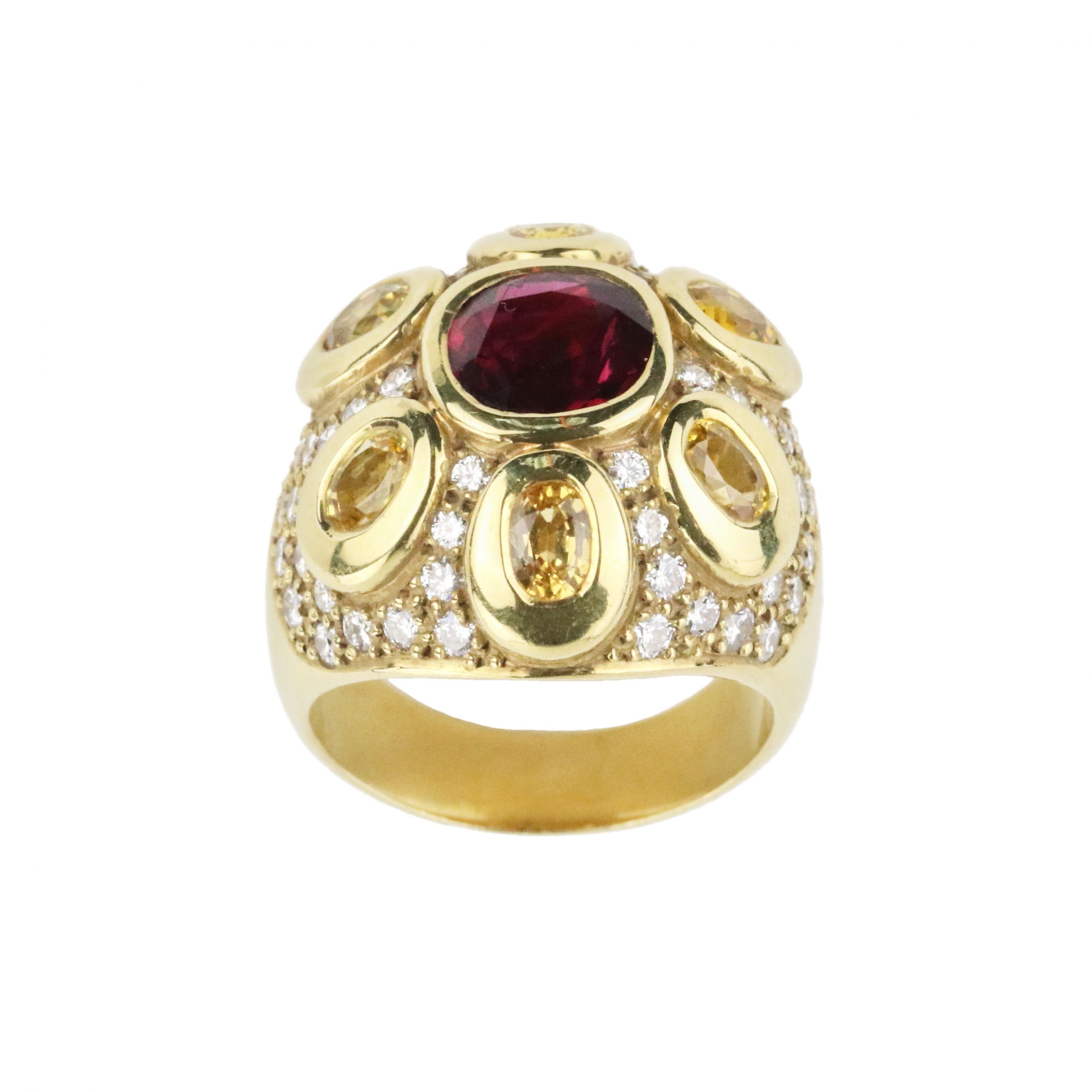Gold-ring-with-ruby-yellow-sapphires-and-diamonds-