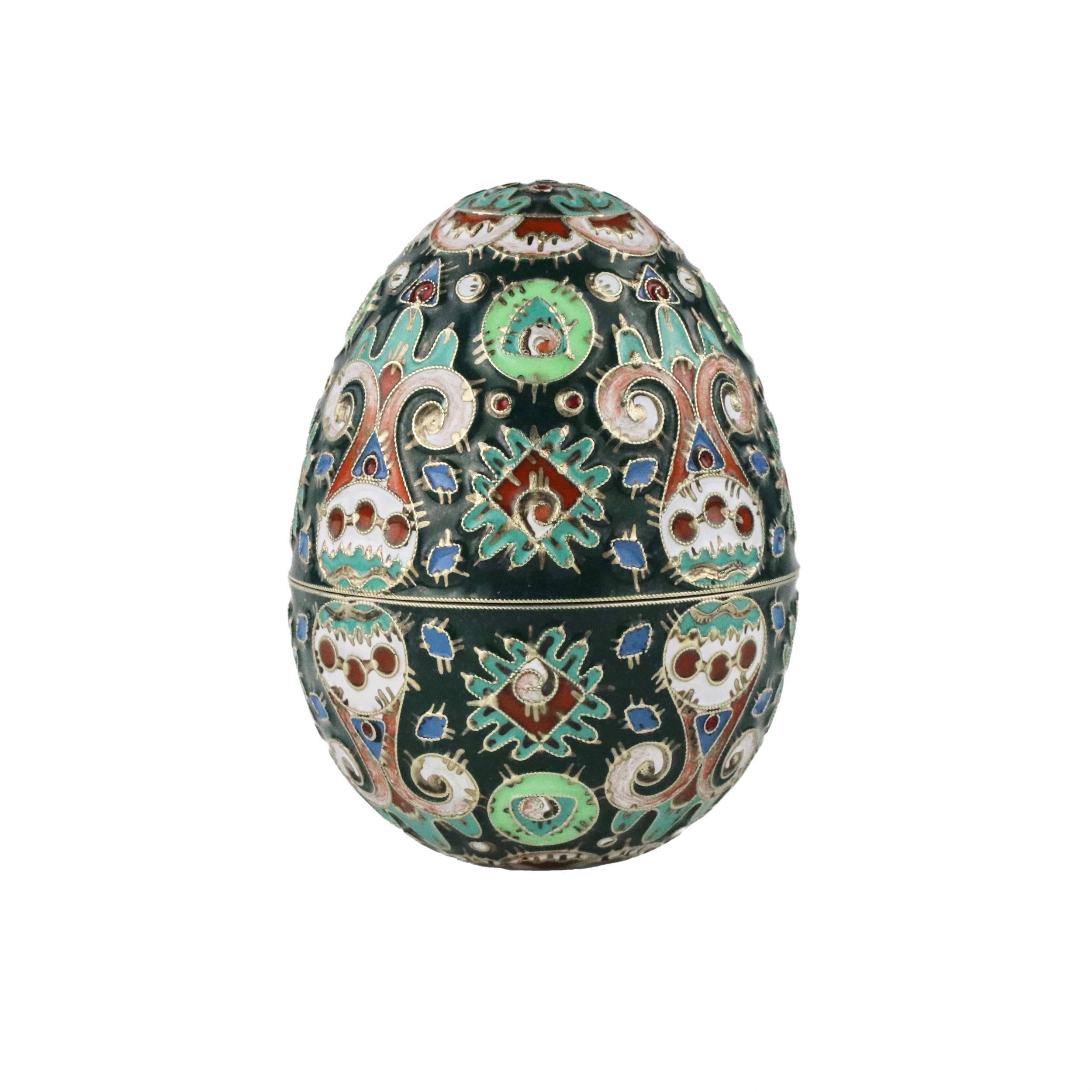 Two-part-decorative-silver-Easter-egg-with-cloisonne-enamel-