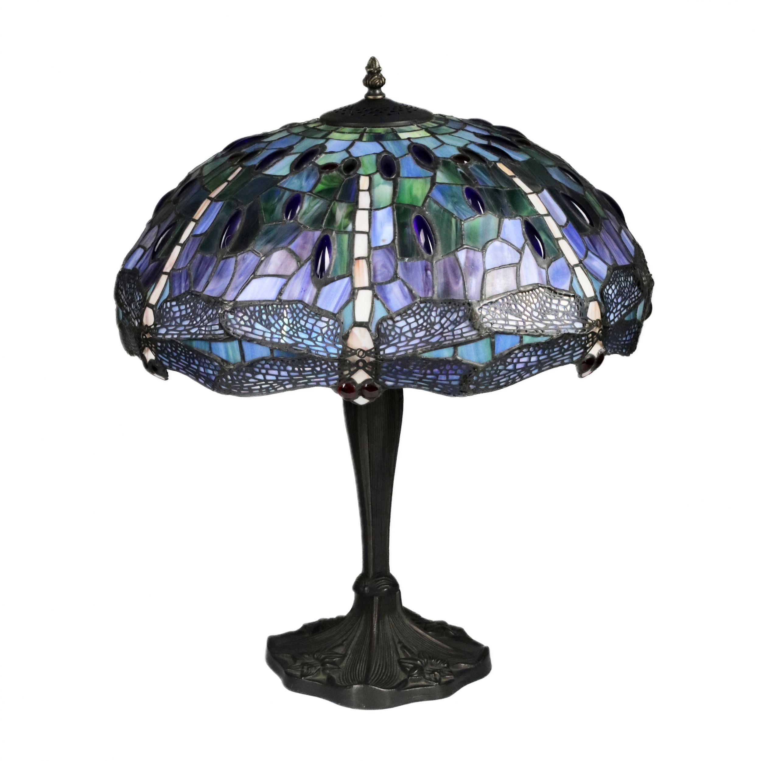 Stained-glass-lamp-in-Tiffany-style-20th-century-
