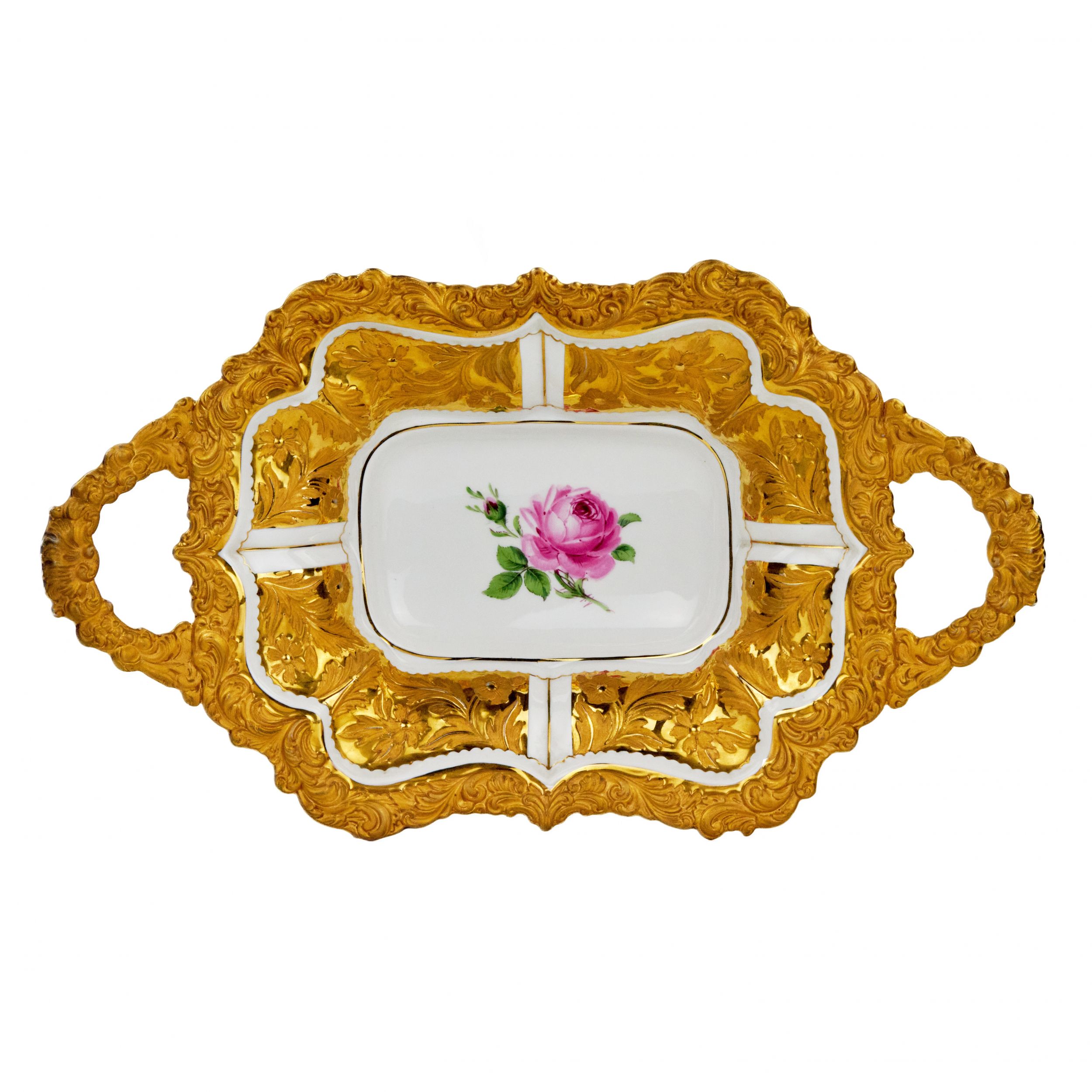 Painted-gilded-Meissen-dish-20th-century-