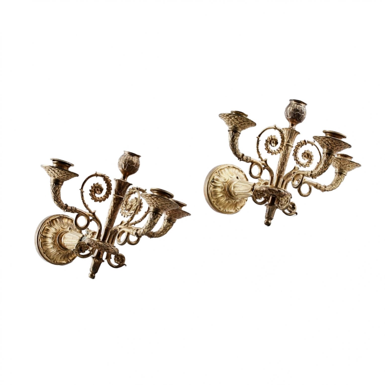 Pair-of-bronze-sconces-in-the-Empire-style-