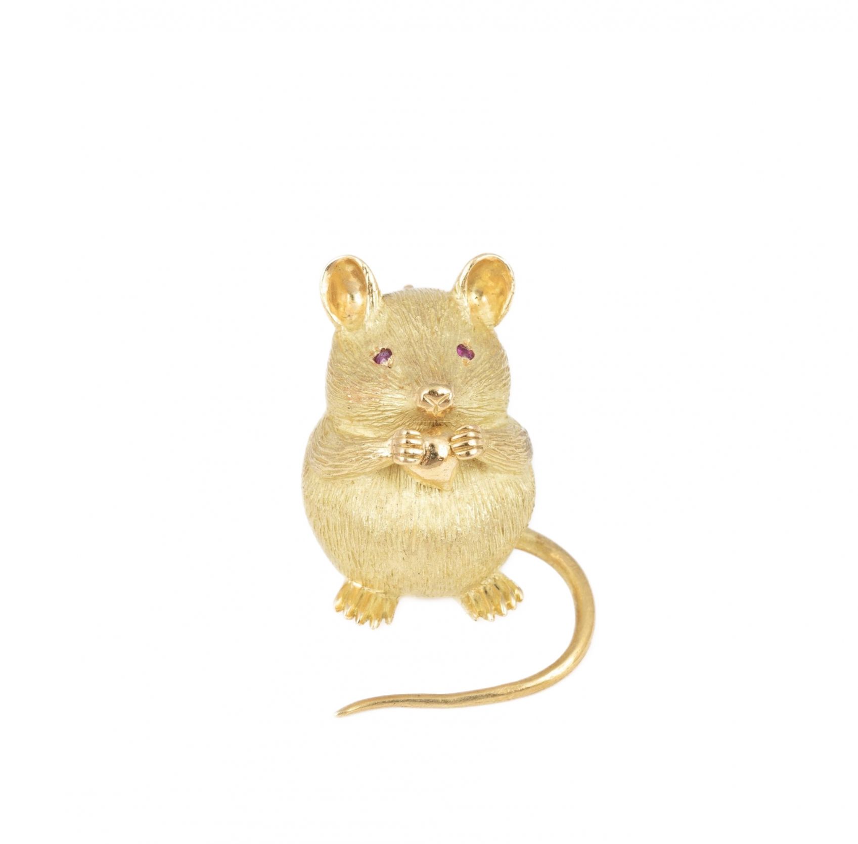 18K-yellow-gold-brooch-in-the-shape-of-a-mouse-holding-a-hazelnut