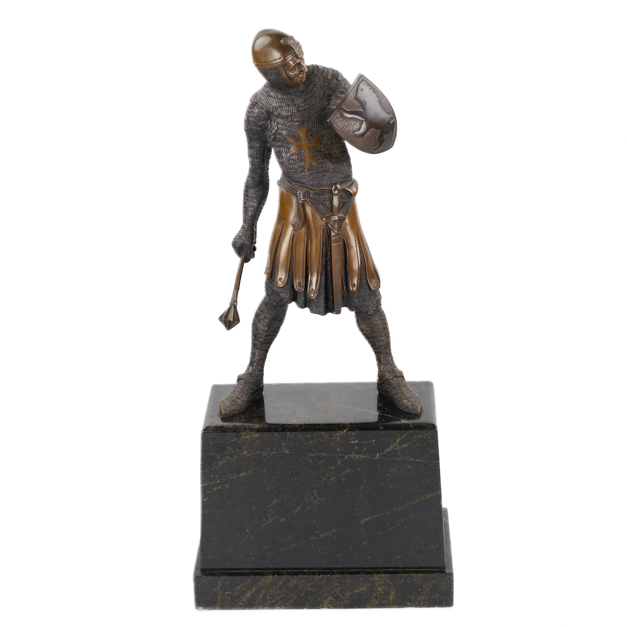 Sculpture-en-bronze-du-chevalier-de-Malte-Tournant-des-19e-et-20e-siècles-
