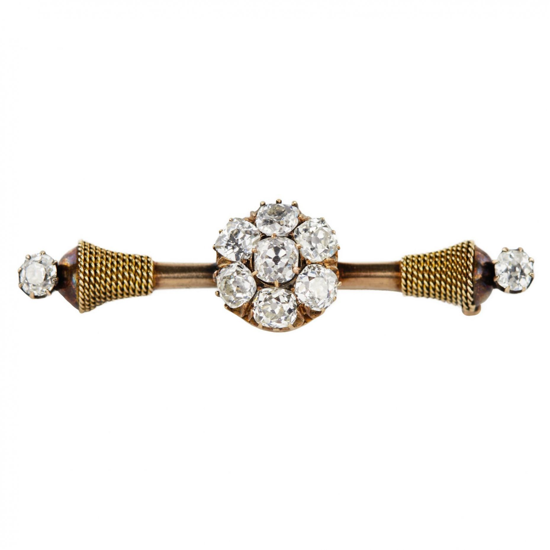 Élégante-broche-russe-en-or-valeur-titrée-56-avec-diamants-Saint-Pétersbourg-1908-1917-