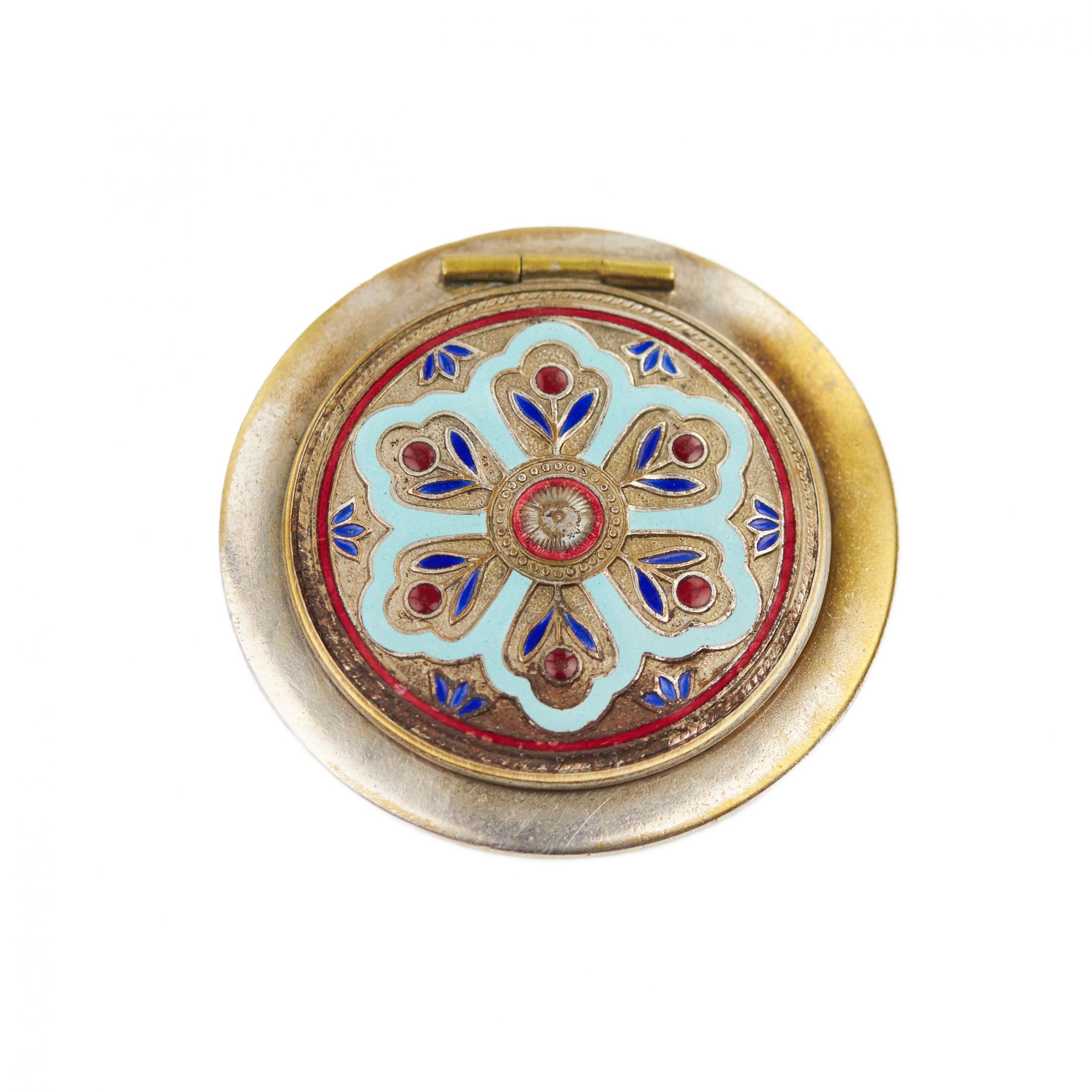 Miroir-de-dame-orné-d`un-motif-en-émail-XXe-siècle-