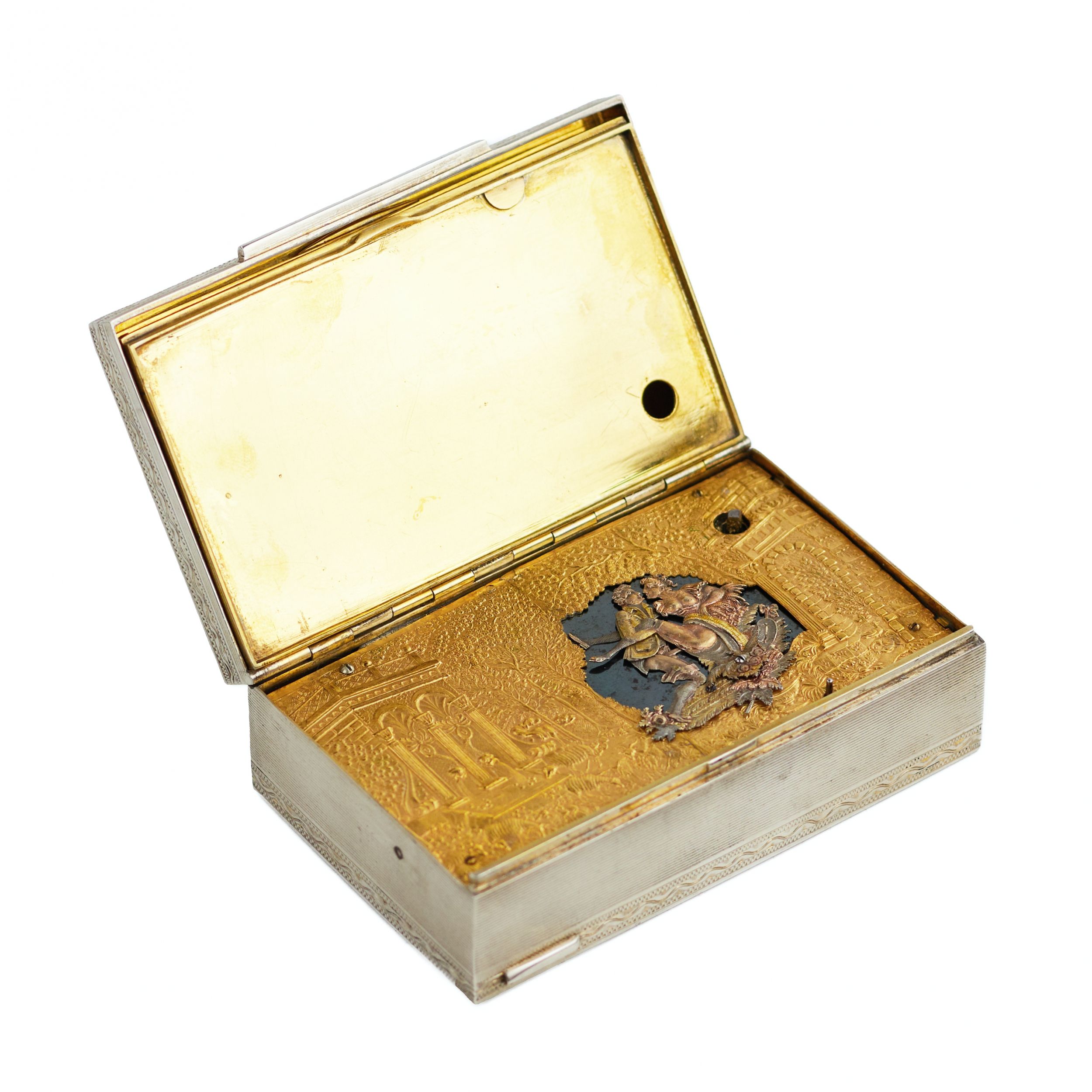 RARE-SILVER-EROTIC-MUSICAL-BOX--ITALY-1930s