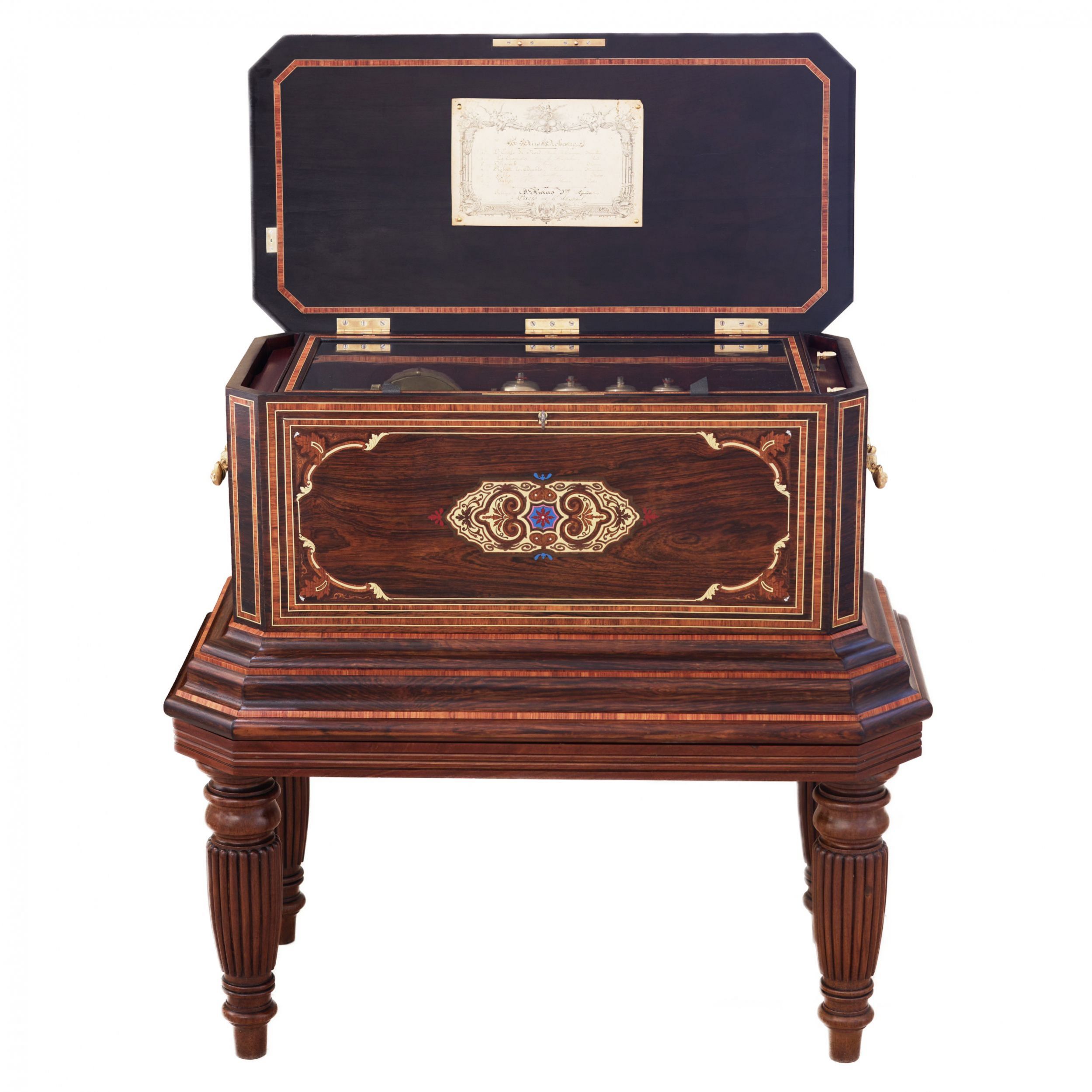 GRANDE-BOÎTE-À-MUSIQUE-ORCHESTRALE-SUR-PIÉDESTAL-SUISSE-DEUXIÈME-MOITIÉ-DU-XIXᵉ-SIÈCLE