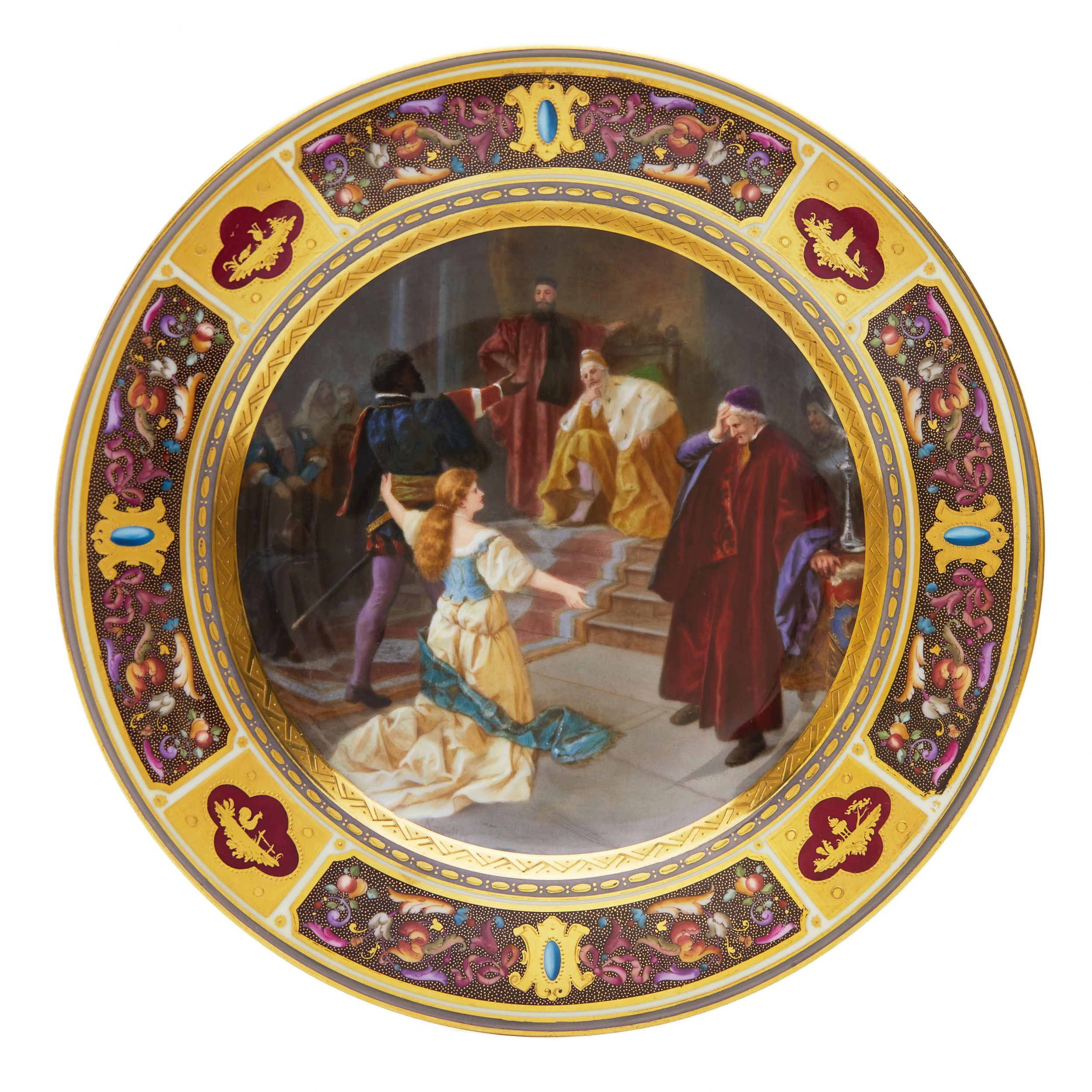 DECORATIVE-PLATE-“OTHELLO-AND-DESDEMONA”-BERLINER-PORZELLAN-MANUFAKTUR--KPM--BERLIN-GERMANY-LATE-19TH-CENTURY
