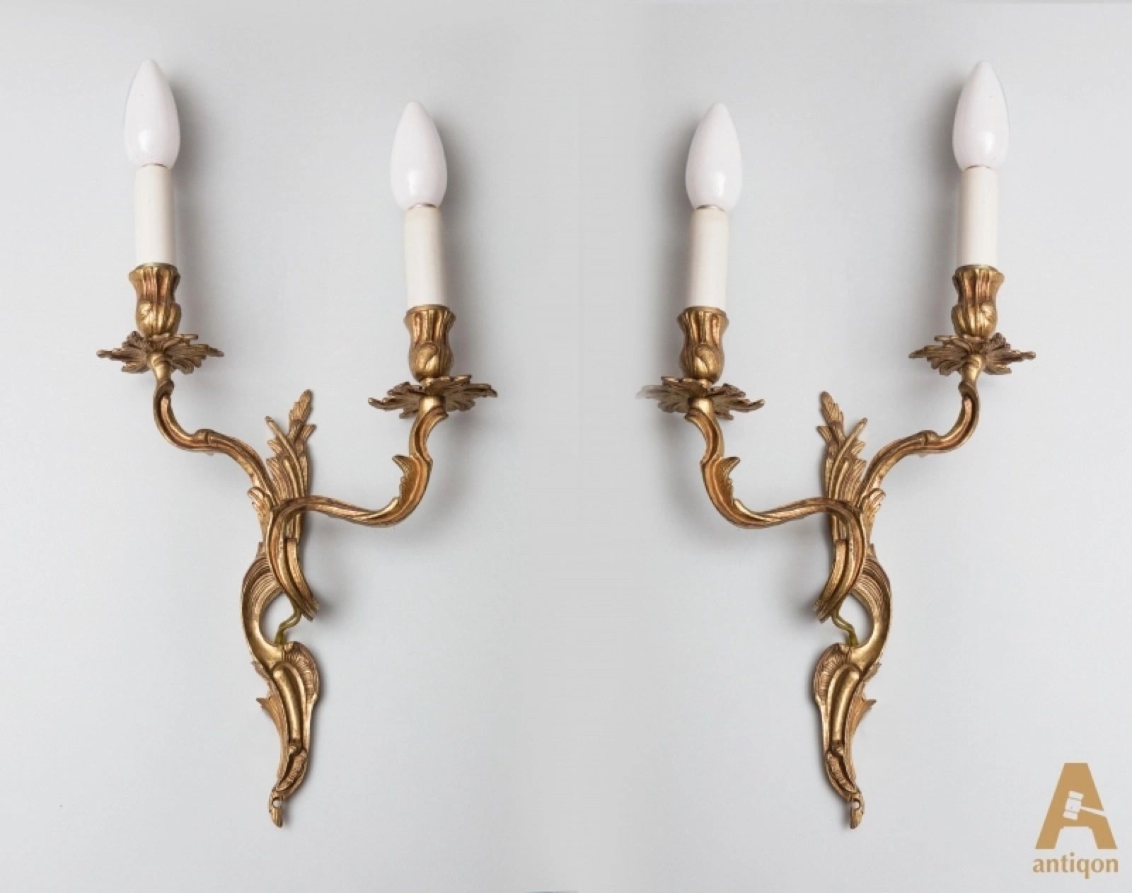 Pair-of-bronze-wall-sconces-