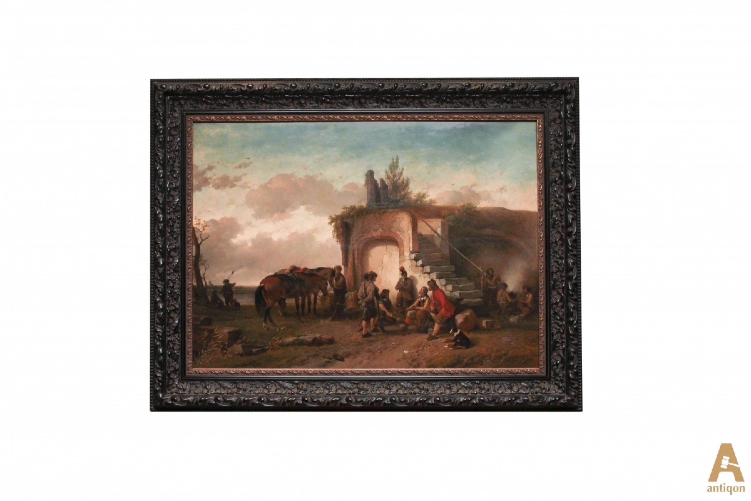 Picture-Halt-of-cavalrymen-Joseph-Jodocus-Moerenhout-1801-1875-