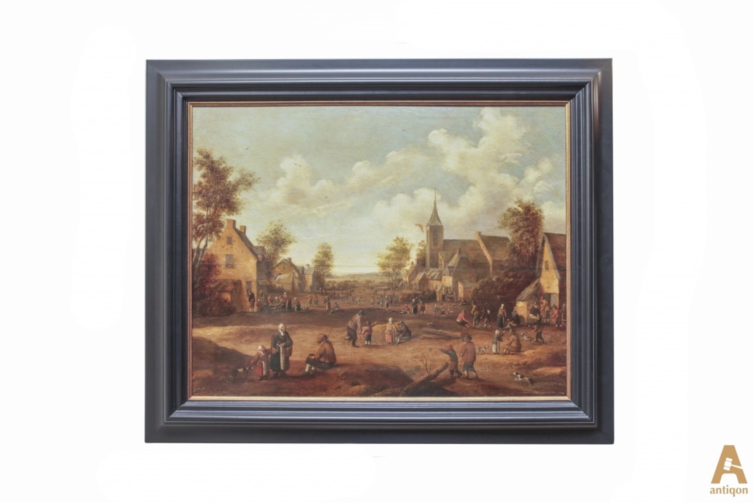 Painting-Cityscape-in-the-style-of-Cornelis-Droochsloot--1630---1673-