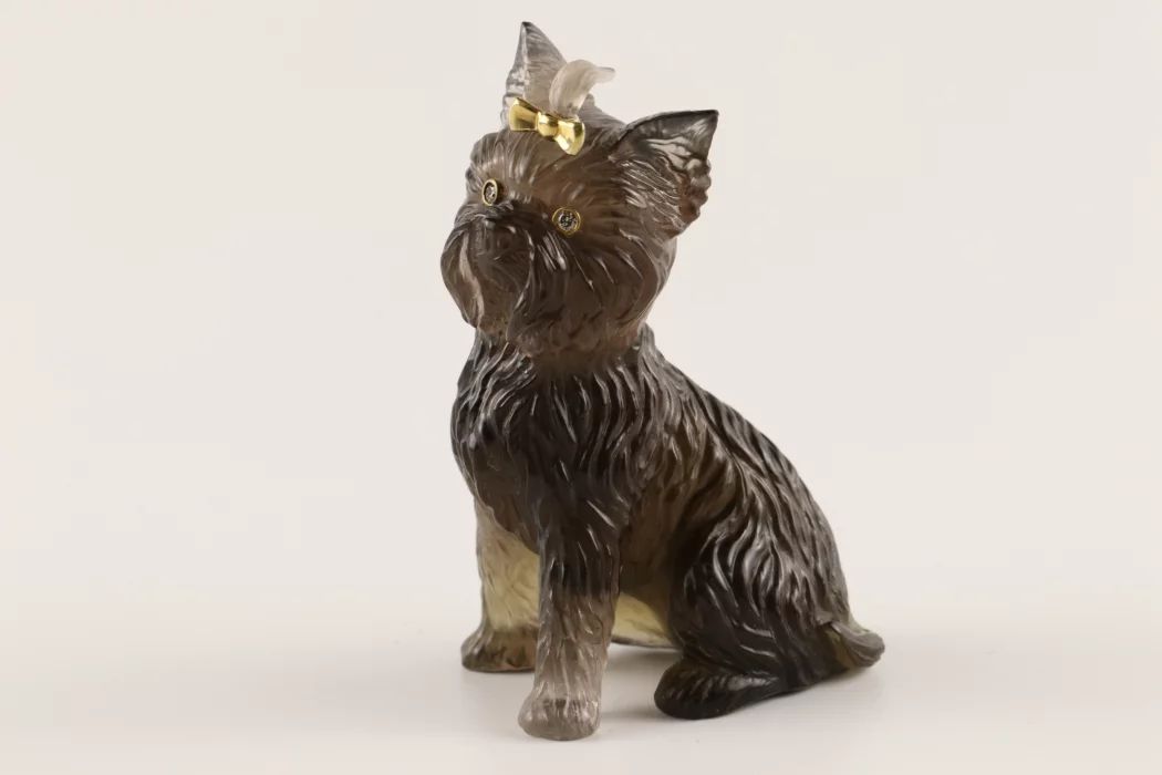 Stone-cut figurine of a Yorkshire Terrier. mid-20th century 