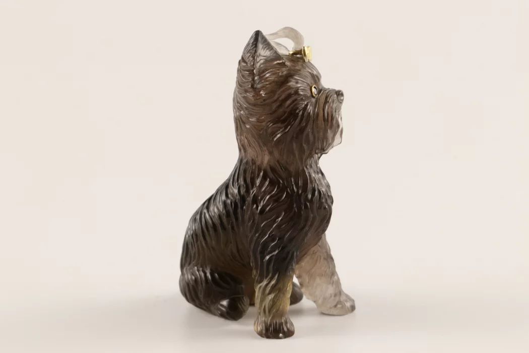 Stone-cut figurine Yorkshire Terrier in the style of Faberge 20th century. 