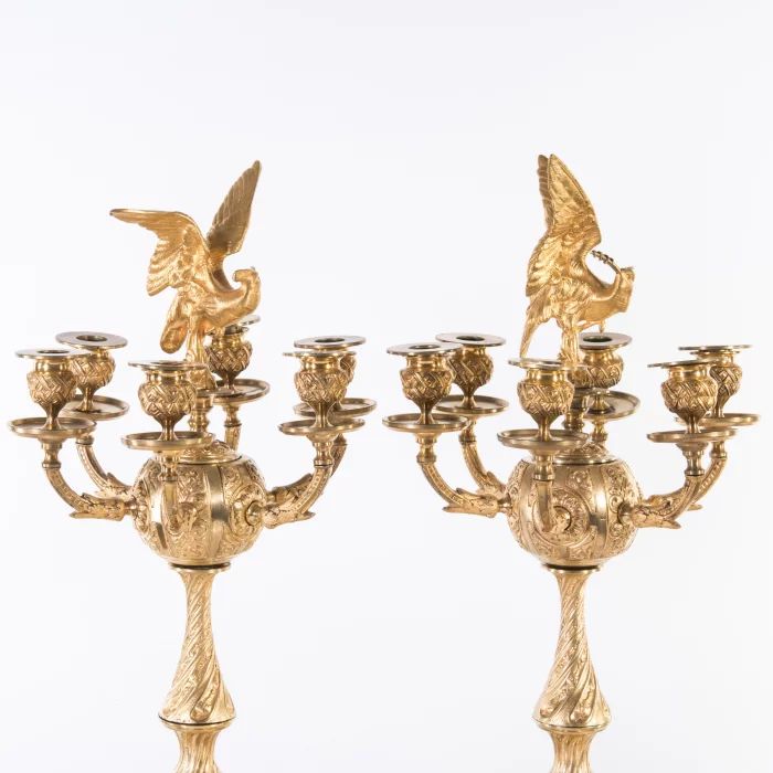  A pair of bronze  candelabra. Russia