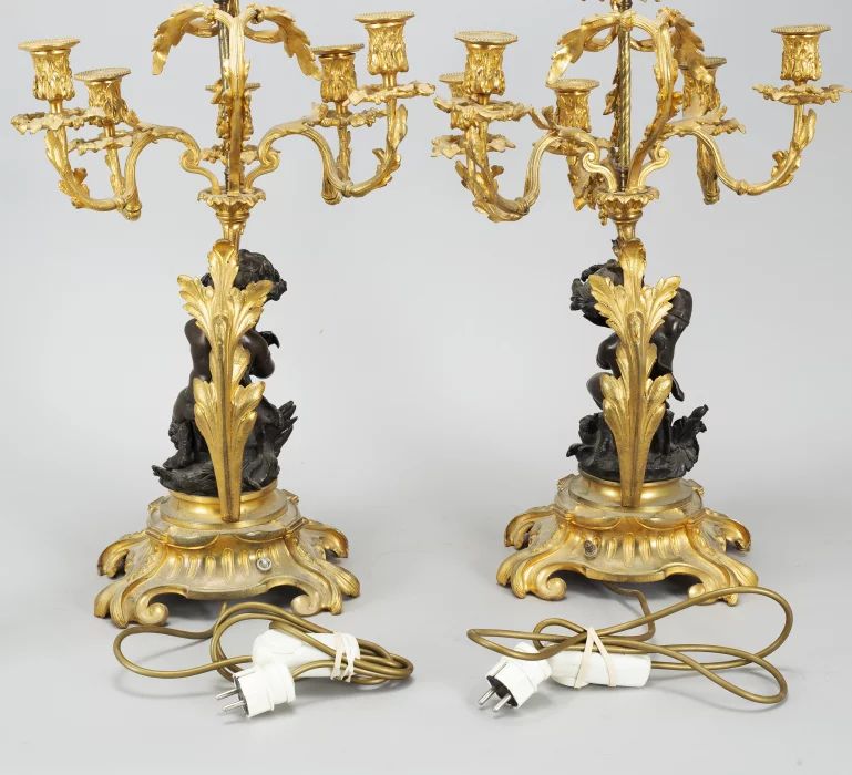 Pair of bronze rococo Candelabra