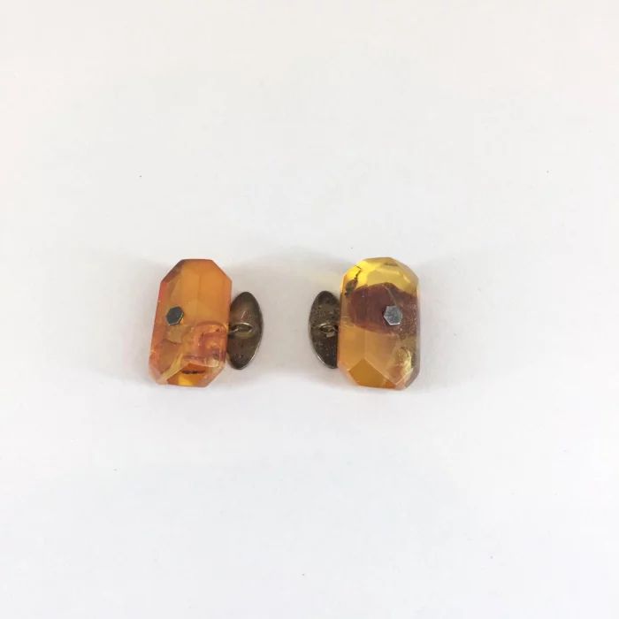 Cufflinks - amber with silver