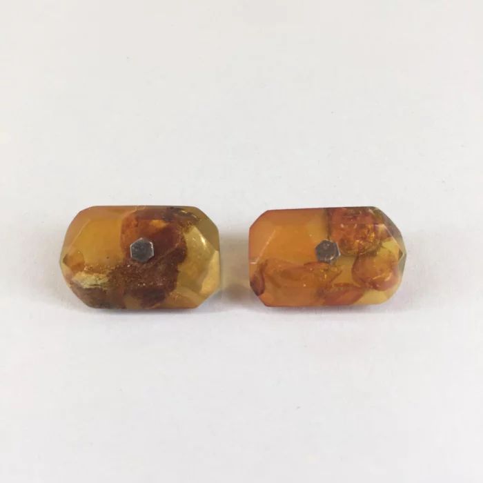 Cufflinks - amber with silver
