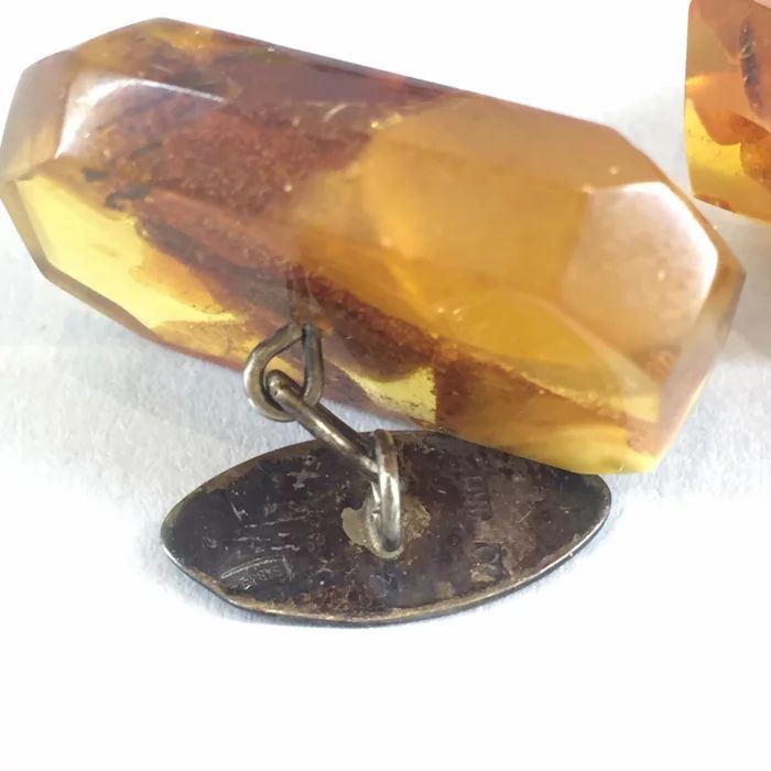 Cufflinks - amber with silver