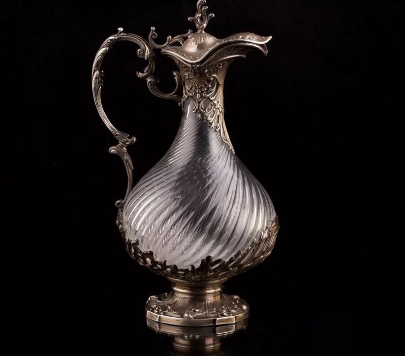  Silver mounted claret jug