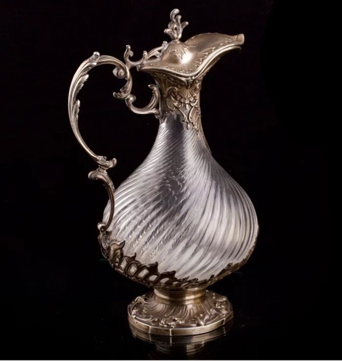  Silver mounted claret jug