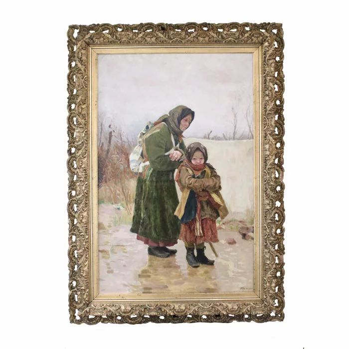 Painting "Grandmother with granddaughter". Tvorozhnikov