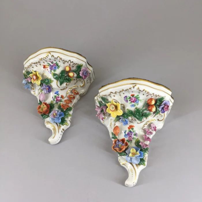 Pair of porcelain consoles. PS Dresden