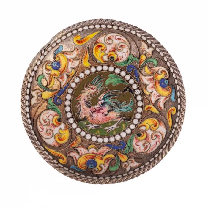 Russian silver saucer on the legs. Fedor Ryukert 19th century.