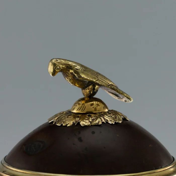 Russian unique silver gilded bowl with lid