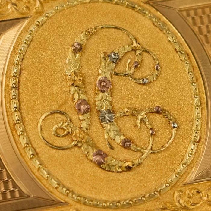 Ancienne boîte à bijoux autrichienne du 19ème siècle en or pur 18 cara