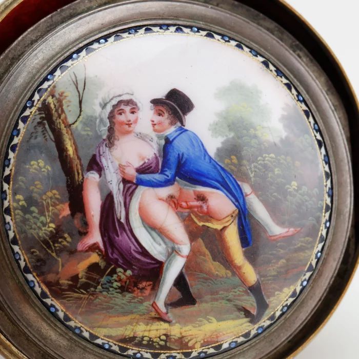 Pocket watch depicting an erotic scene. Duchêne a Geneve