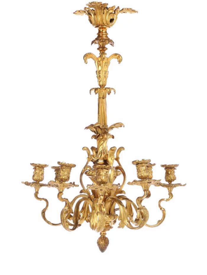 Chandelier for 8 candles in Rococo style.