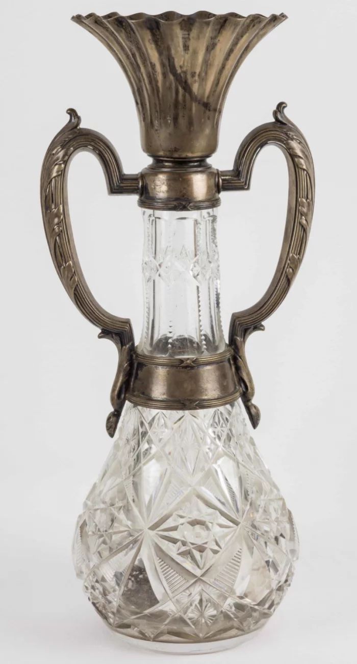 Large crystal vase in silver O. Korlyukov.