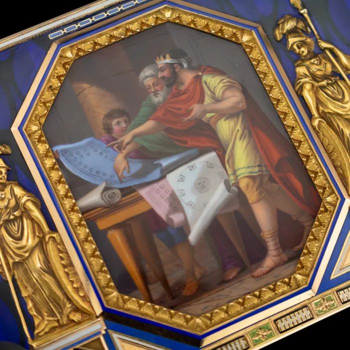 Remons, Lamijs un Sī. 19. gadsimta sākuma zelta šņaucamais ar emalju. 