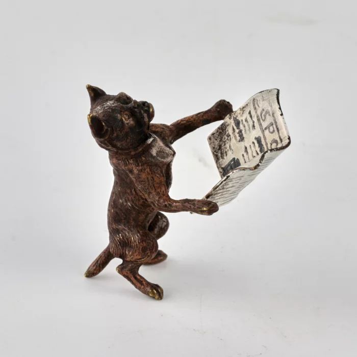 Miniature en bronze de Vienne Chien au journal. 
