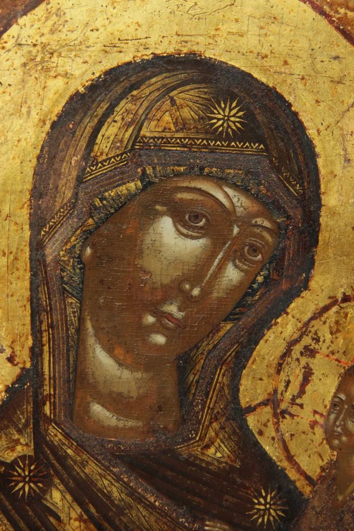 Ancient Old Believer Icon of the Mother of God "Tikhvin" Russia, Vyga. XVII century. 