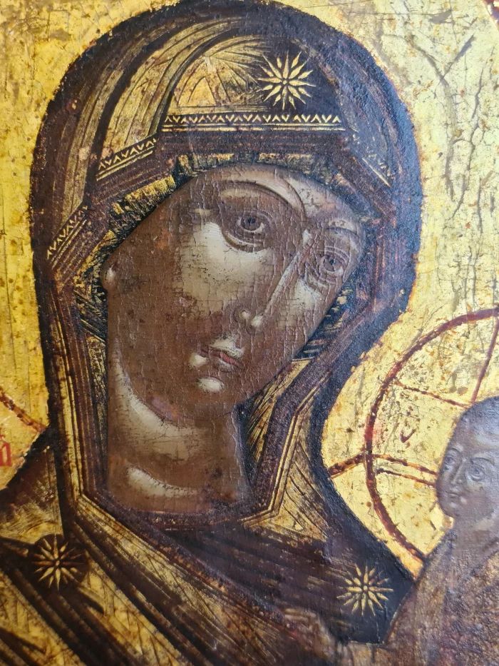 Ancienne icône du vieux croyant de la Mère de Dieu "Tikhvin" Russie, Vyga. XVIIe siècle. 