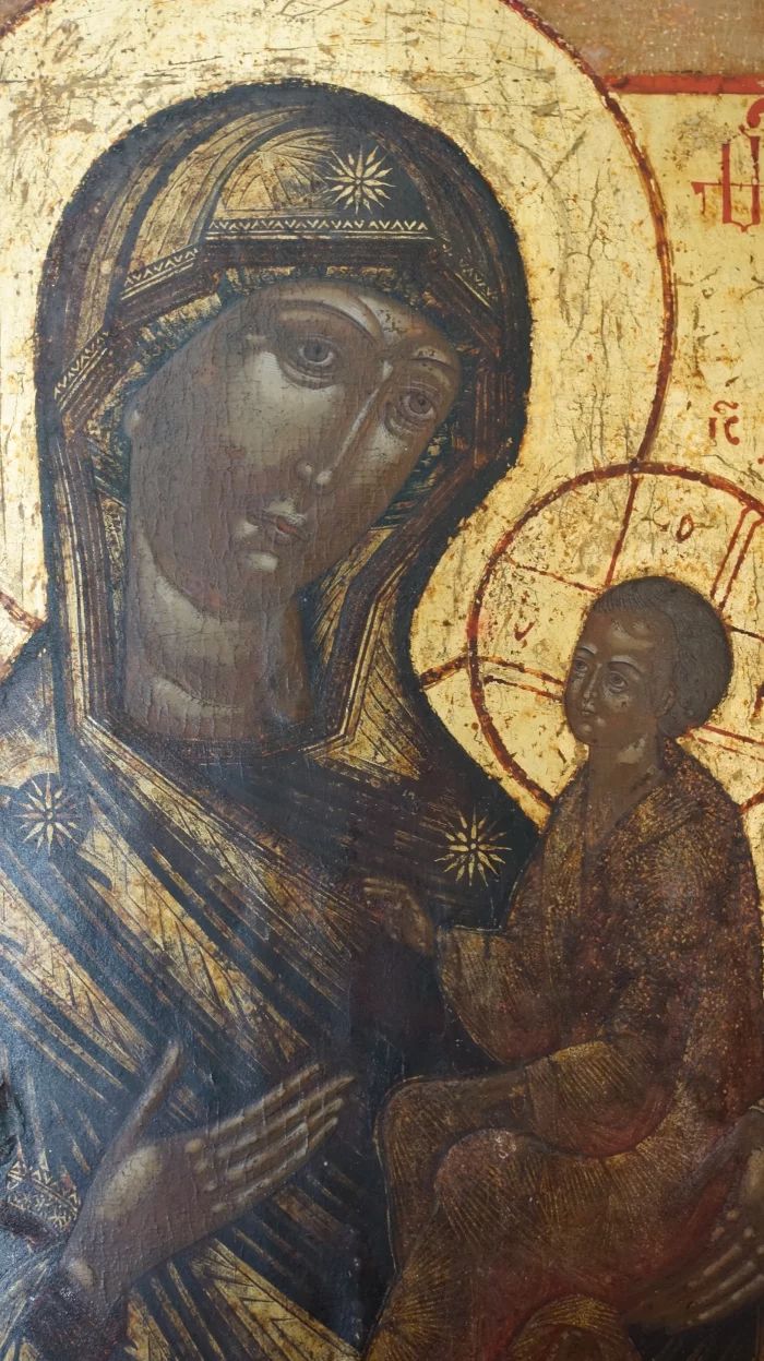 Ancient Old Believer Icon of the Mother of God "Tikhvin" Russia, Vyga. XVII century. 