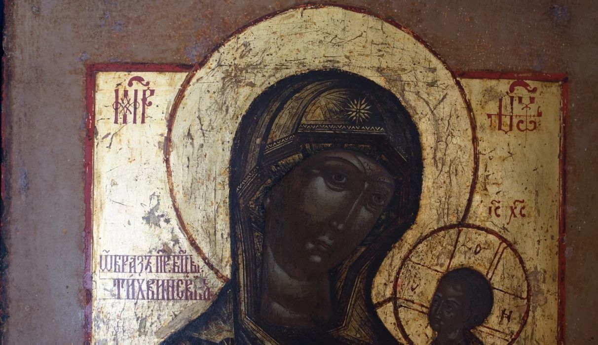 Ancient Old Believer Icon of the Mother of God "Tikhvin" Russia, Vyga. XVII century. 