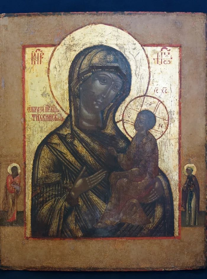 Ancienne icône du vieux croyant de la Mère de Dieu "Tikhvin" Russie, Vyga. XVIIe siècle. 