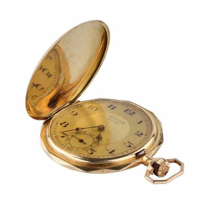 Montre de poche en or Perret et Fils Brenets. Debut du 20ème siècle. 67,2 gr 