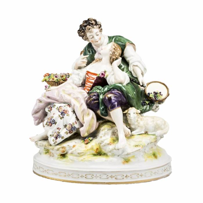 Porcelain group Romantic couple. 