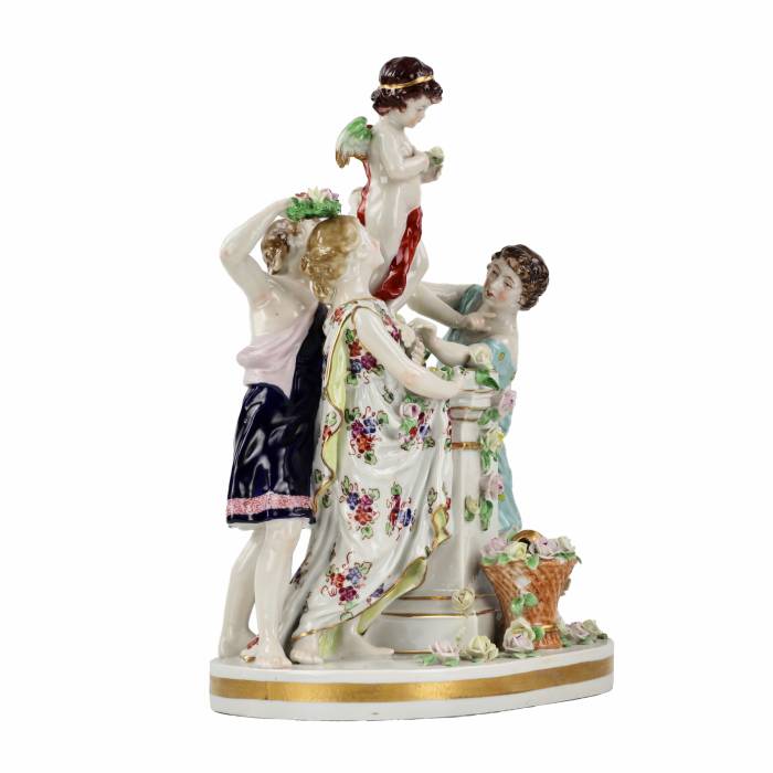 Porcelain group Young people with Cupid. 